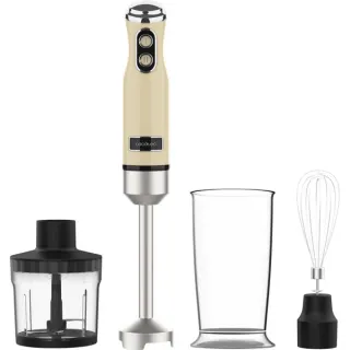 Cecotec Stabmixer Power RetroYellow 1200MAX Cream&Crush (gelb, 1.200 Watt, mit Zerkleinerer und Schneebesen)