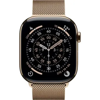 Apple Watch Series 11, Smartwatch (Titan Gold, Titangehäuse, 46 mm, Milanaise Armband gold M/L, Cellular)