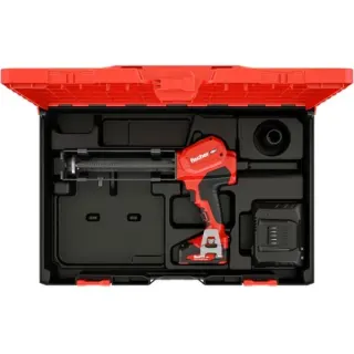 fischer Akku-Auspressgerät FIS DB S Pro, 18Volt, Kartuschenpistole (rot/schwarz, Li-Ionen Akku 2,0Ah)