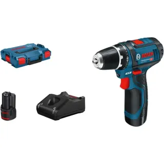 Bosch Professional Akku-Bohrschrauber GSR 12V-15 Professional, 12 Volt (blau/schwarz, 2x Li-Ionen Akku 2,0Ah, in L-BOXX)