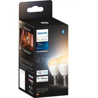 Philips HUE White Ambiance E14 Smarte Lampe Tropfenform Doppelpack 470 lm, LED-Lampe