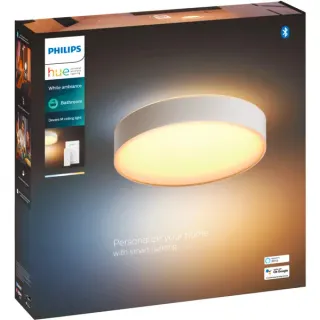 Philips HUE White Ambiance Devere Deckenleuchte M, LED-Leuchte (silber, inkl. Dimmschalter)