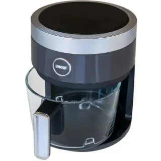 Unold Heißluftfritteuse Glas (schwarz/transparent, 1.200 Watt, Korb 3,5 Liter)