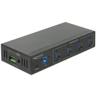 DeLOCK Externer Industrie Hub 4 x USB 3.0 Typ-A, USB-Hub (schwarz)