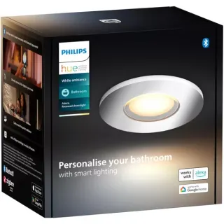 Philips HUE White Ambiance Adore Bathroom Einbau- und Einlege-Downlight, LED-Leuchte (silber)