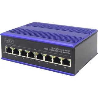 Digitus 8 Port Fast Ethernet Netzwerk PoE Switch,Industrial, Unmanaged