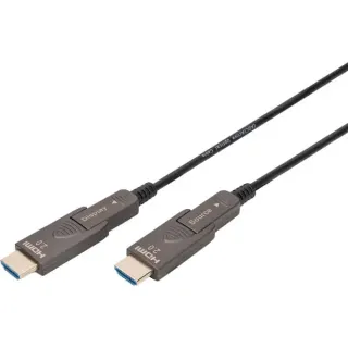 Digitus HDMI / Micro HDMI AOC Hybrid Glasfaserkabel, UHD 4K (schwarz, 15 Meter, abnehmbare Stecker)