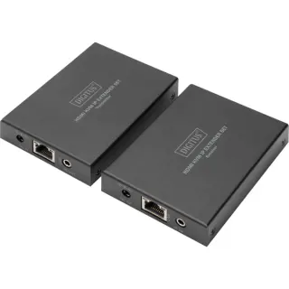 Digitus HDMI KVM IP Extender Set, 150 Meter, HDMI Verlängerung (schwarz, Sendeeinheit + Empfängereinheit)
