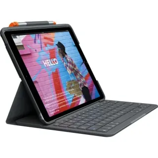 Logitech Slim Folio, Tastatur (schwarz, DE-Layout, Scherenmechanik, für iPad 7., 8. und 9. Generation)