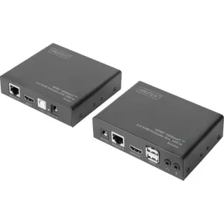 Digitus 4K HDBaseT 2.0 HDMI KVM Extender Set, HDMI Verlängerung (schwarz, 100 m)