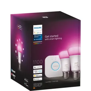 Philips HUE White & Color Ambiance Starter-Set: E27 Smarte Lampe A60 Doppelpack, LED-Lampe