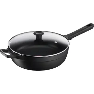 Tefal Schmorpfanne Trattoria Pro, Ø 28cm (schwarz, mit Glasdeckel)