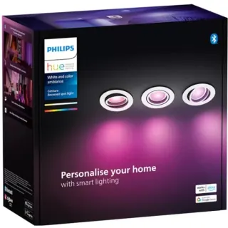 Philips HUE White Ambiance Adore Bathroom Einbau- und Einlege-Downlight (3er-Pack), LED-Leuchte (silber)