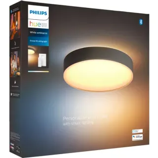 Philips HUE White Ambiance Enrave Deckenleuchte M, LED-Leuchte (schwarz, inkl. Dimmschalter)