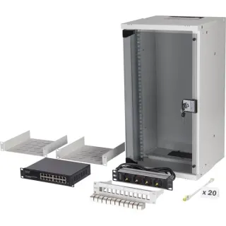 Digitus Netzwerk-Set SOHO Pro 10" 315x300 mm (BxT), IT-Schrank (hellgrau, 12 Höheneinheiten)