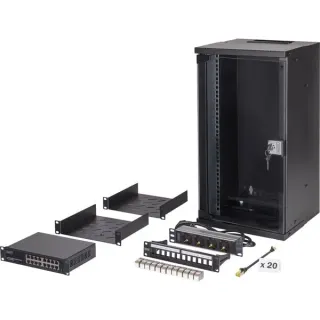 Digitus Netzwerk-Set SOHO Pro 10" 315x300 mm (BxT), IT-Schrank (schwarz, 12 Höheneinheiten)