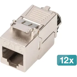 Digitus Keystone-Modul Cat. 8.1, geschirmt, 12 Stück (silber, werkzeugfreier Montageanschluss)