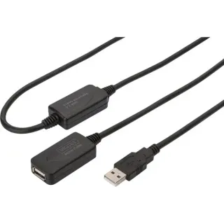 Digitus Aktives USB 2.0 Verlängerungskabel, 20 Meter (schwarz, Repeater Kabel)