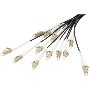 Digitus Glasfaser Universal Breakout Kabel, Duplex, LC/UPC Stecker, Multimode OM4 (schwarz, 50 Meter, vorkonfektioniert)