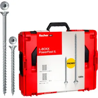 fischer Aktion L-BOXX 102 Power-Fast II TX, Schrauben-Set (1.801-teilig, mit Profi-Bitset)