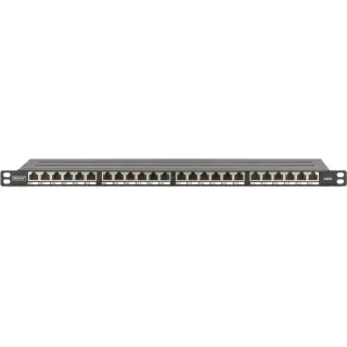 Digitus CAT 6A, Klasse E High Density Patchpanel, 24 Port (schwarz, 0,5 HE, geschirmt, 19" Rack Mount)