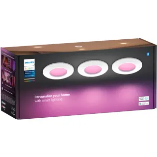 Philips HUE White & Color Ambiance Slim Einbauleuchte 90 mm, LED-Leuchte (weiß, 3er-Pack)