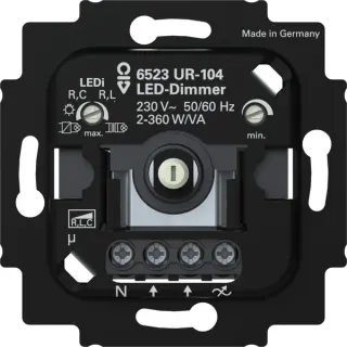 Busch-Jaeger LED-Dimmer 2- und 3-Draht mit Neutralleiter-Klemme, Typ 6523 UR-104 (schwarz (matt), Retail)