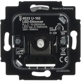 Busch-Jaeger Dimmer-Einsatz Typ 6523 U-102 für Retrofit-LED und konventionelle Leuchtmittel, Unterputz (schwarz (matt), Retail)