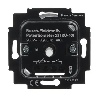Busch-Jaeger Potentiometer-Einsatz 700 Watt/Voltampere Typ 2112 U-101 Unterputz-Drehknopf, Dimmer (Retail)