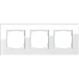 Gira Abdeckrahmen dreifach aus Glas, glänzende Oberfläche, Unterputzmontage, Klemmbefestigung (weiß (glänzend), Retail)