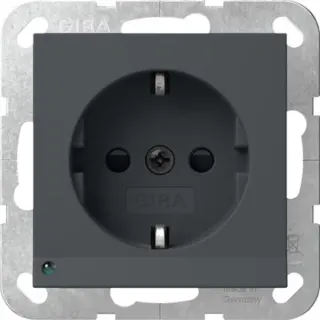 Gira Schutzkontaktsteckdose Typ F 16 Ampere 250 Volt mit LED-Orientierungsleuchte und erhöhtem Berührungsschutz (anthrazit, Retail)