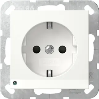 Gira Schutzkontaktsteckdose Typ F 16 Ampere 250 Volt mit LED-Orientierungsleuchte (weiß (matt), Retail)
