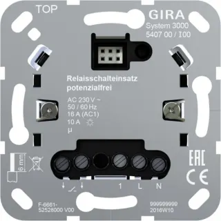 Gira Relaisschalteinsatz potenzialfrei, 1 Kanal, 230 Volt, 16 Ampere, Unterputzmontage (Retail)