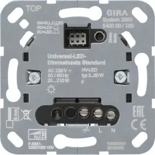 Gira Universal-LED-Dimmeinsatz Standard, Schalten und Dimmen von LED- und Halogenlampen, Dimmer (Retail)