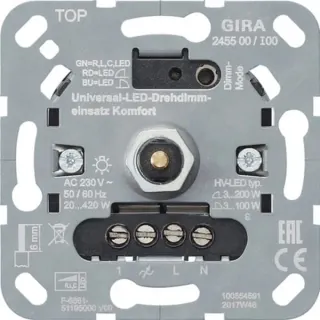 Gira LED Universal-Dimmereinsatz Komfort, Unterputz, Dreh- und Druckknopf, 230 Volt, 50-60 Hz (Retail)