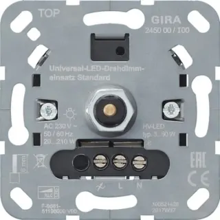 Gira LED Universal-Dimmereinsatz Standard Typ 245000 für Glühlampen und LED-Lampen (Retail)
