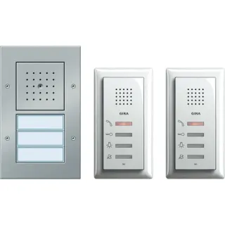 Gira Zweifamilienhaus-Paket Audio mit Steuergerät, Türstation, Wohnungsstationen und Abdeckrahmen, Türsprechanlage (aluminium, Retail)