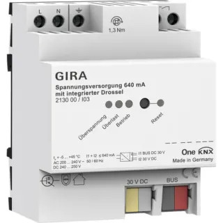 Gira KNX-Spannungsversorgung 640 Milliampere mit integrierter Drossel für Montageart REG, Stromversorgung (Retail)
