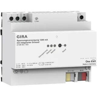 Gira KNX-Spannungsversorgung 1280 Milliampere mit integrierter Drossel für Montageart REG, Stromversorgung (Retail)