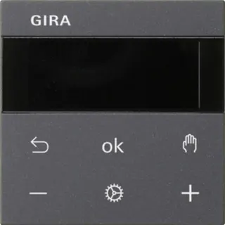 Gira Raumtemperaturregler Display System 3000 System 55 mit kapazitiver Sensorfläche, Thermostat (anthrazit, Retail)