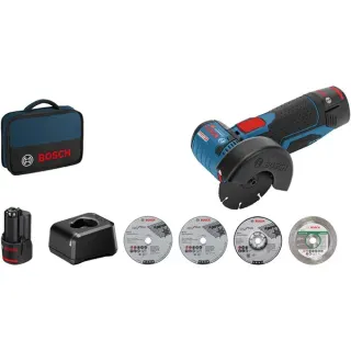Bosch Professional Akku-Winkelschleifer GWS 12V-76 Professional, 12Volt (blau/schwarz, 2x Li-Ionen Akku 2,0Ah)