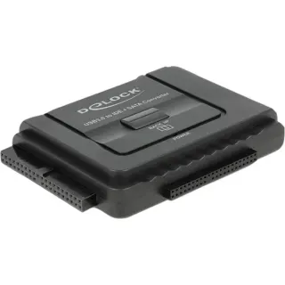 DeLOCK USB 3.2 Gen 1 Konverter, USB-A Stecker > SATA 22P + IDE 40P + IDE 44P Buchse (schwarz, mit Backup Funktion)
