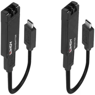 Lindy Fibre Optic USB 3.2 Typ C Extender, Verlängerungskabel (schwarz, max. Reichweite 100 Meter)