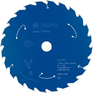 Bosch Professional EXPERT Wood Kreissägeblatt, Ø 184mm, 24Z (Bohrung 20mm, für Akku-Handkreissägen)
