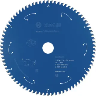 Bosch Professional Kreissägeblatt Expert for Aluminium, Ø 254mm, 78Z (Bohrung 30mm, für Akku-Tischkreissägen)