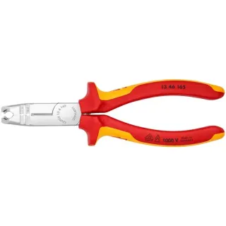 KNIPEX Abmantelungszange VDE 1346165, Abisolier-Zange (rot/gelb, mit Seitenschneider)