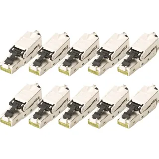 Digitus CAT.6a Feldstecker STP Staubkappe/Knickschutz, 10 Stück (silber)