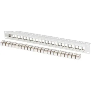 Digitus Modulares Patchpanel, 24-Port, bestückt mit 24x DN-93615 (grau, 1 HE, Rack Mount, geschirmt)