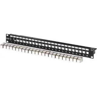 Digitus Modulares Patchpanel, 24-Port, bestückt mit 24x DN-93615 (schwarz, 1 HE, Rack Mount, geschirmt)