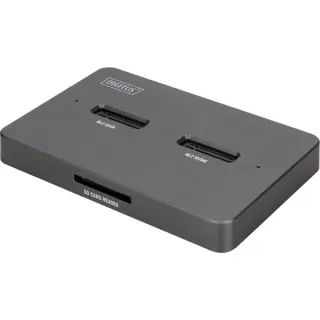 Digitus Dual M.2 NVM SSD Docking Station, Dockingstation (schwarz, USB-C, M2 SSD, SD-E)
